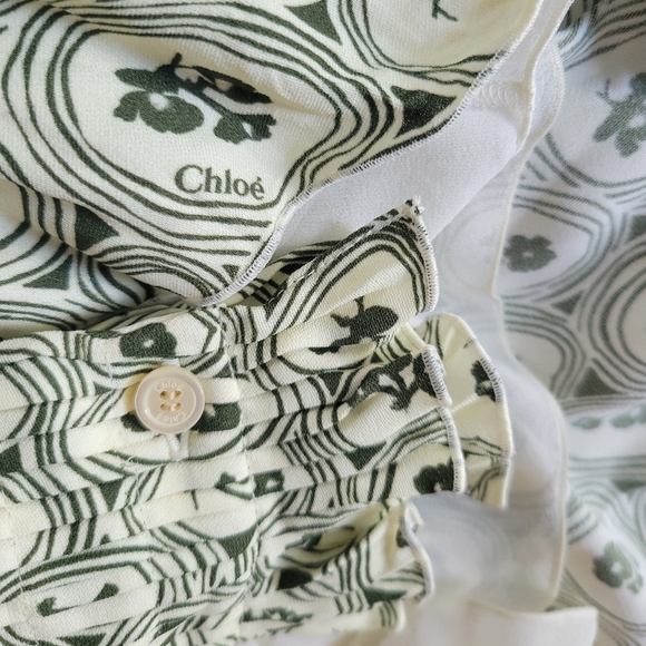 Chloe Pintucked Crepe Psychedelic Flower Print Shift Dress Size 42 - Picture 8 of 13